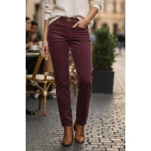 Vineyard Vines Women's Corduroy Pants Burgundy Straight Leg Size 28x30 Casual